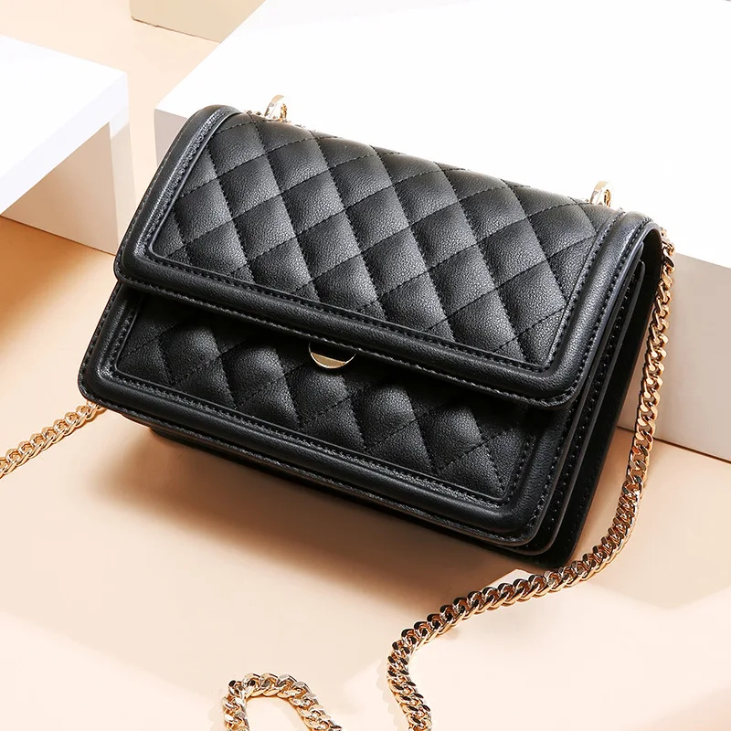 

2020 new genuine leather handbags rhombus chain bag casual fashion cowhide new ladies bag