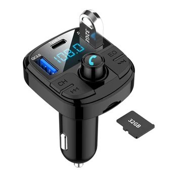 

BT29 dual USB Type-C vehicle-mounted FM transmitter bluetooth 5.0 vehicle-mounted MP3 car charger FM receiver