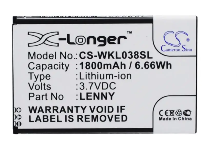 Cameron sino 1800mah аккумулятор для WIKO B0386126 LENNY Mobile, аккумулятор для смартфона