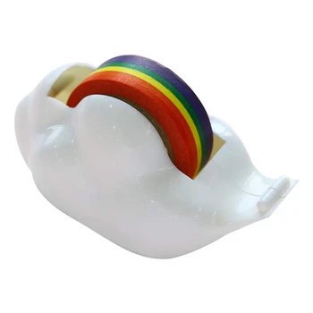 

1-Pack Creative Cloud Tape Dispenser with Rainbow Masking Tape,Decorative Cartoon Plastic Tape Holder Cutting Tape for Home Offi