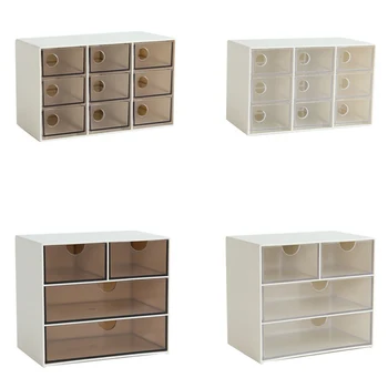 

Creative Eco-Friendly Desktop Jewelry Storage Box Transparent Plastic Storage Box Cabinets for Small Objects Makeup Organizers