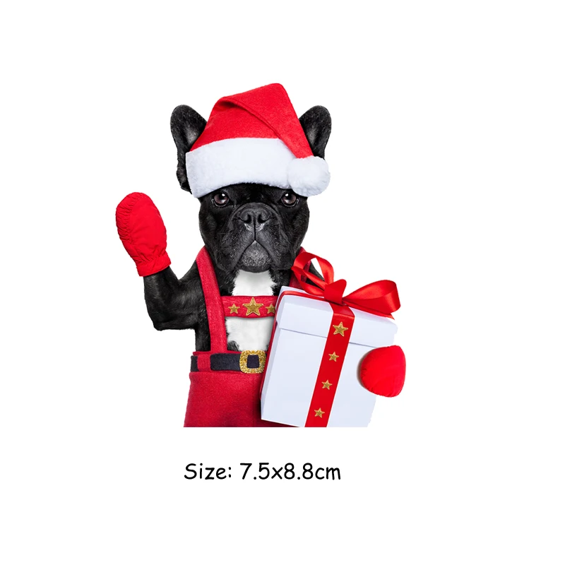 Рождественская Одежда для собак, пластыри, экологически чистые, термопереводные, железные, на Diy аксессуары, наклейки для одежды, модные, железные на пластыре, на заказ - Цвет: 7.5x8.8cm