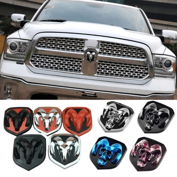 

Modified 3D Car Front Badge Sticker Rear Trunk Emblem for 2010-18 Dodge Ram 1500 2500 3500 Skull Logo Rear Tailgate Accessories