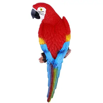 

1pc Outdoor Garden Parrot Wall Ornament Resin Wall Hanging Adornment (Red)