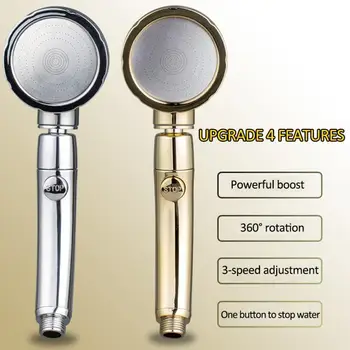 

360 degree rotatable 3 Modes shower head with Water Control Button High-pressure water-saving Rain shower watering