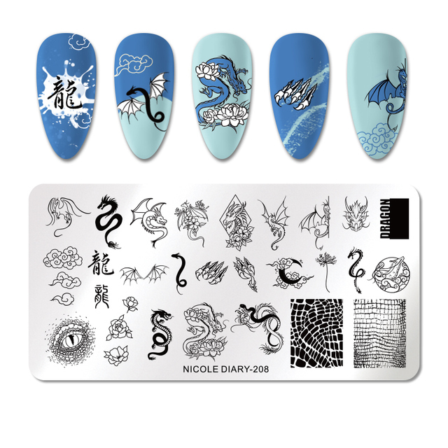 DIARY Leaves Nail Stamping Plates Abstract Flower Line Dot Point Image Stamp Templates Printing Stencil Tools