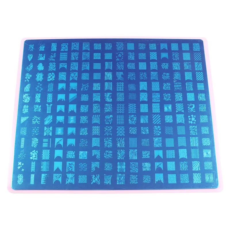 

Большой размер шаблон для дизайна ногтей изображение NK03 пластина для стемпинга инструменты для ногтей больше различных дизайнов с розовым пластиковым держателем