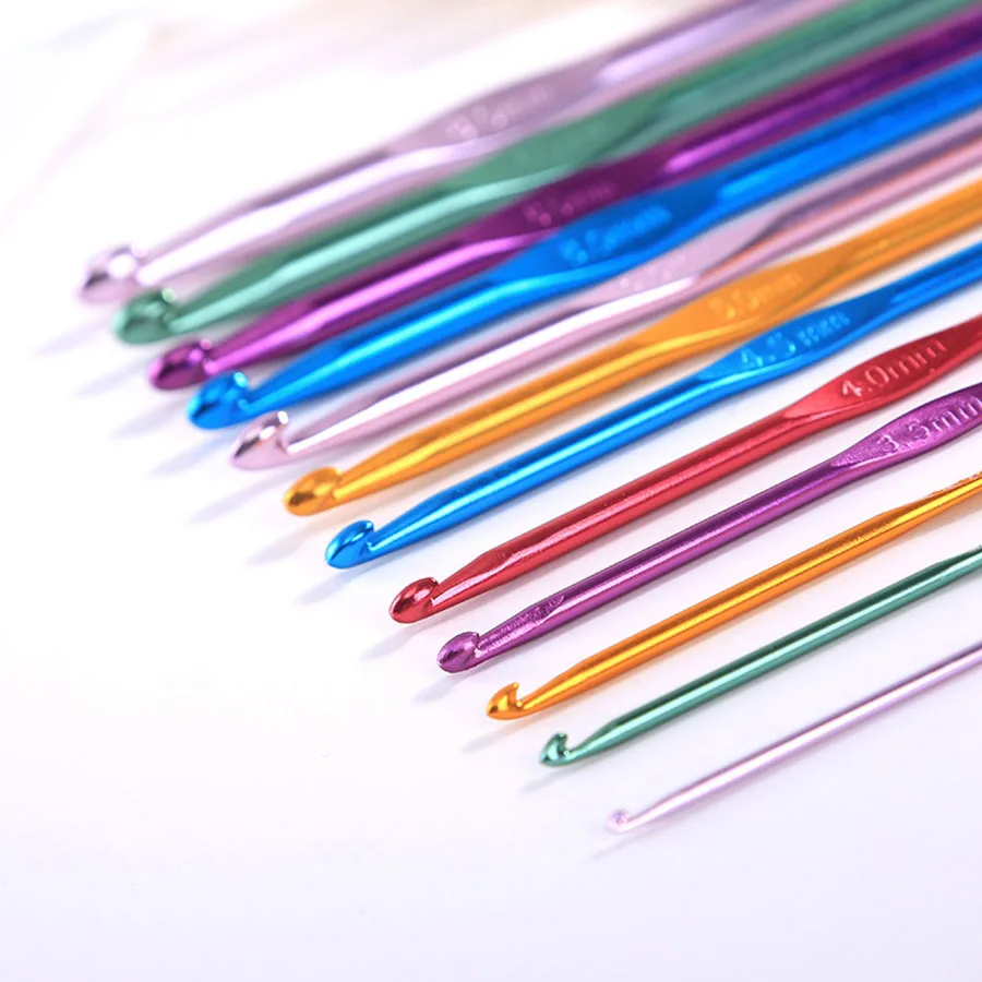 12 шт. алюминиевые спицы для вязания крючком разноцветные ручное вязание