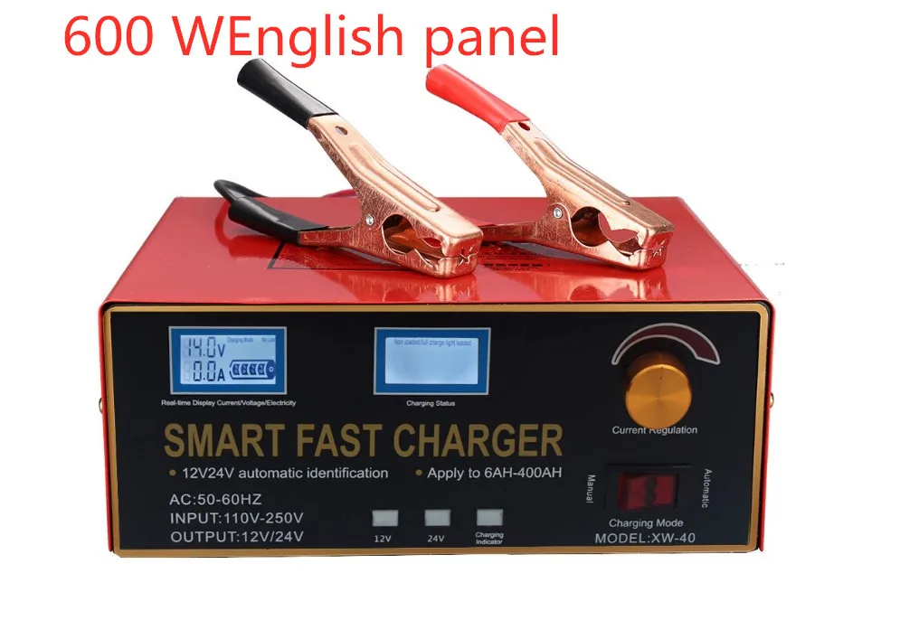 

600W 25A Smart Automatic 12V/24V Car Storage Battery Charger LCD 5-stage Intelligent Pulse Repair for Lead Acid Battery 36-400AH