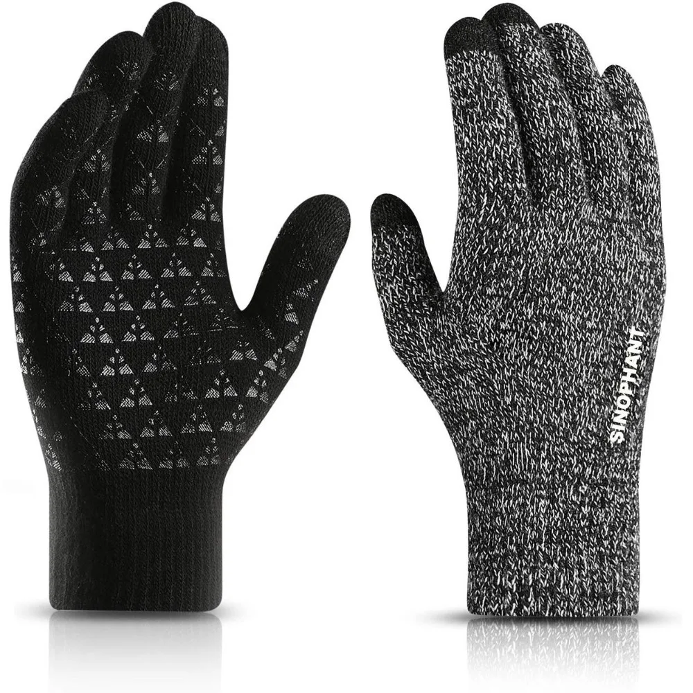 Новые зимние модные вязаные перчатки с сенсорным экраном, женские мужские ветрозащитные силиконовые Нескользящие Утепленные зимние перчатки, варежки