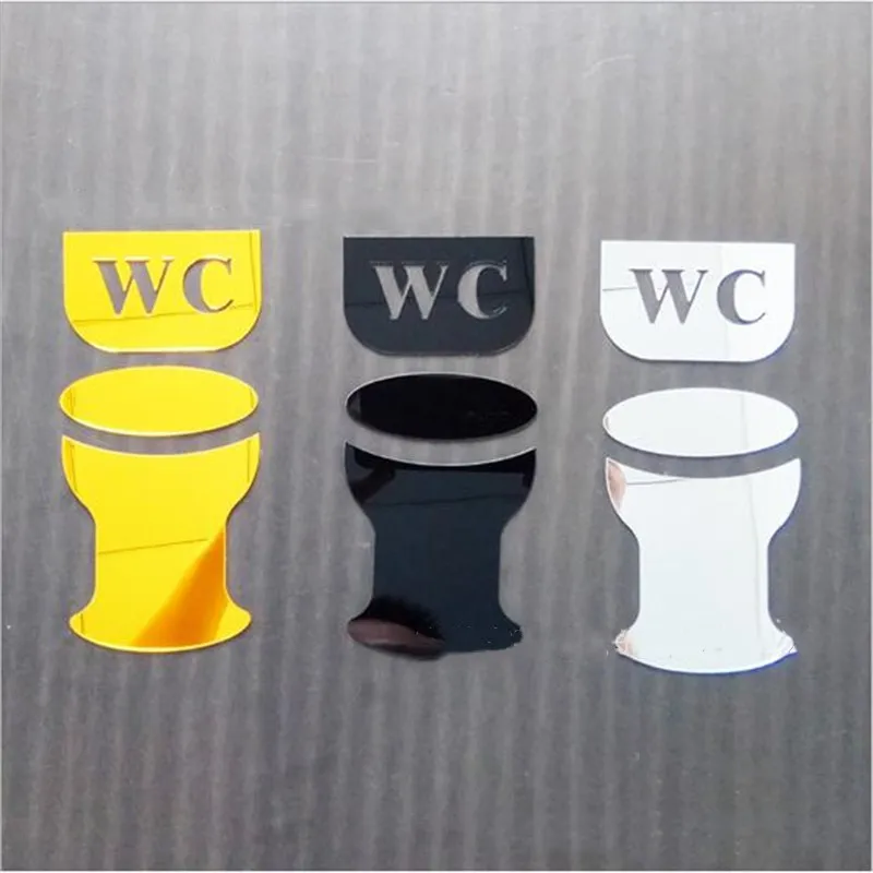 3 вида стилей акриловая наклейка на зеркало для туалетной двери для мужчин и женщин для ванной комнаты современный дизайн 3D зеркальная Настенная Наклейка s для украшения дома