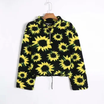 

Harajuku Kawaii Sunflower Hoodie Sweatshirt Women 2019 Korean Long Sleeve Hoodies Fashion Floral Fleece Sweatshirts Streetwear