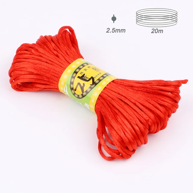 TYRY.HU 80 meter Baby Chewable Necklace Accessories 1.5mm Satin Silk Nylon Cord for Silicone Teething Pacifier Chain DIY Tools 20m red 2.5mm