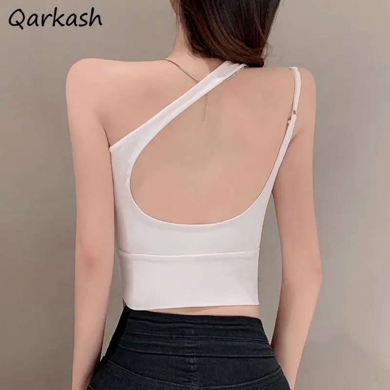 Camisole Women Asymmetrical Solid Padded Design Sexy Trendy Summer Femme  Crop Top Club Wear Skinny Popular Ladies Soft Leisure - AliExpress