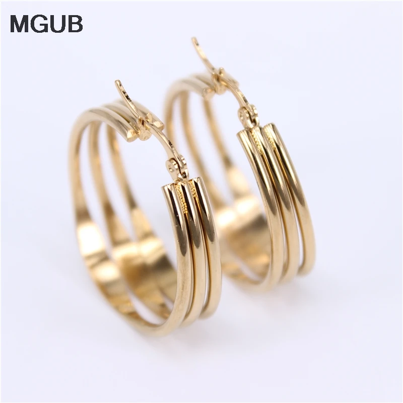 

New design Stainless Steel Hoop Earrings For Women Gold Silver Color Rock Punk Round Circle Hoop Earring Party Gift LH767