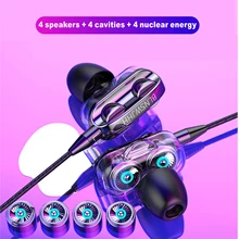 Headset dual dynamic dual speaker headset remote tone running in ear
