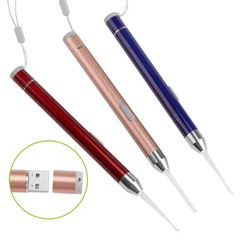 

USB children's Luminous Ear Spoon Baby Ear Wax Cleaner Flashlight Earpick Earwax Remover LED Ear Curette Light Spoon G1219