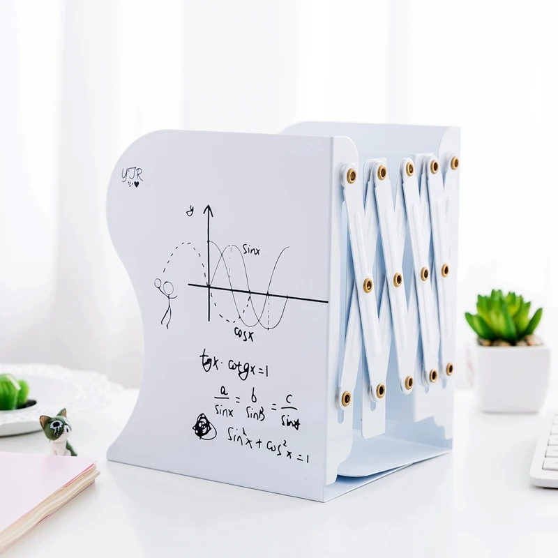 

Hot Sale 1 Pcs The Freedom To Adjust Bookshelf Large Metal Bookend Desk Holder Stand For Books Organizer Stationery (White)