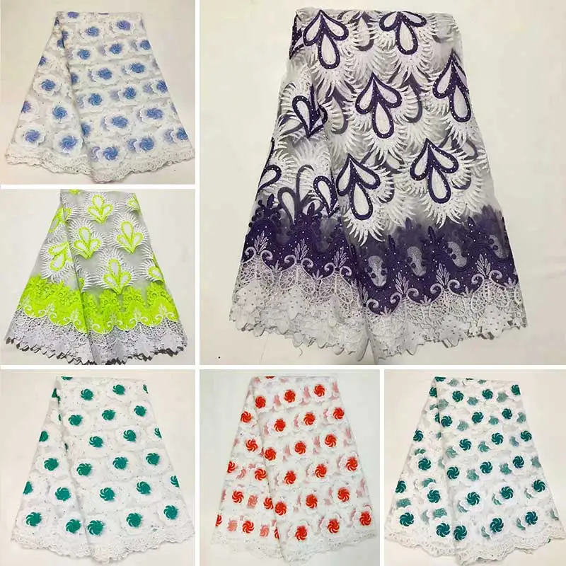

2019 New style French net lace fabric 3D flower African tulle mesh lace fabric high quality african lace fabric LA02