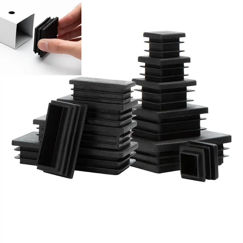 4pcs Plastic Furniture Leg Plug square Steel Pipe Tube End Caps for table feet Pads chair foot Bottom Cover Wood Floor Protector