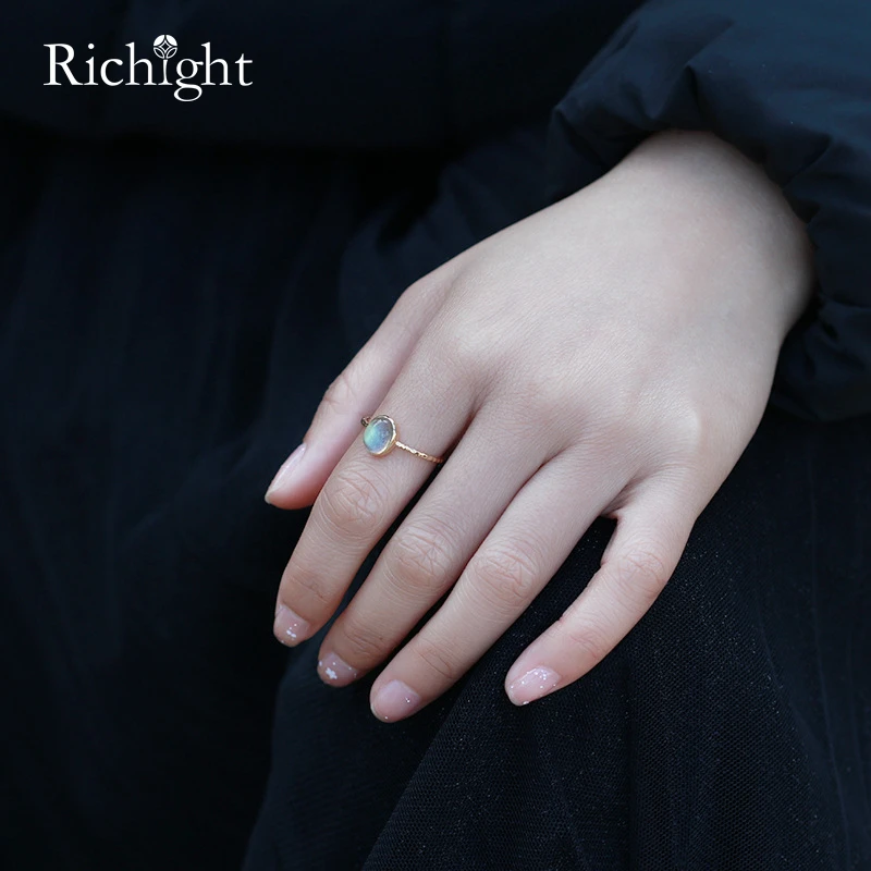 Изысканное кольцо с лабрадоритом, золото 925, твердое Стерлинговое Серебро, натуральный драгоценный камень, кольцо с радужным лунным камнем, стекируемые кольца, подарок для нее