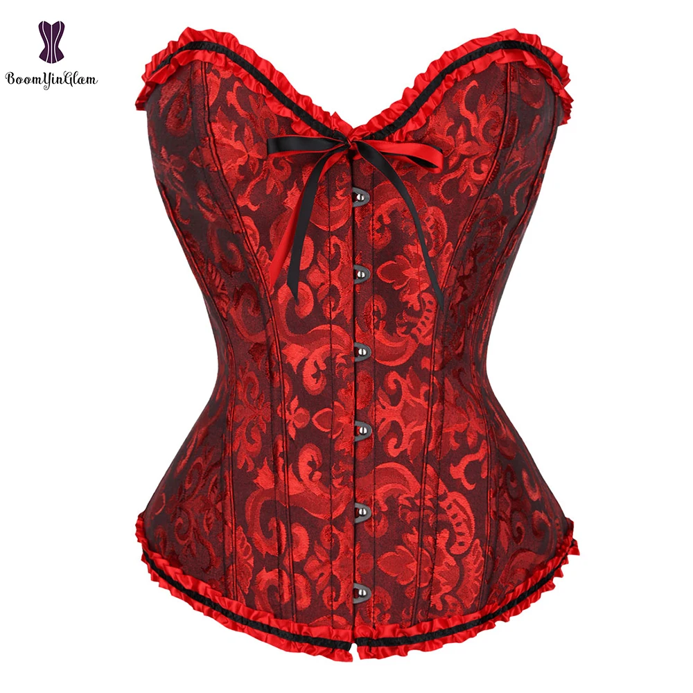 7 Colors Can Be Chosen Women Body Shaper Size XS To 6XL Vintage Pleated Corset Bustier With G String 810#