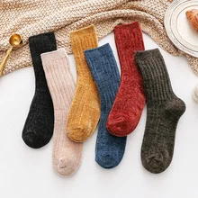 Повседневные однотонные женские носки, зимние Утепленные носки в японском стиле Харадзюку, теплые носки, Calcetines Mujer Meias 121301