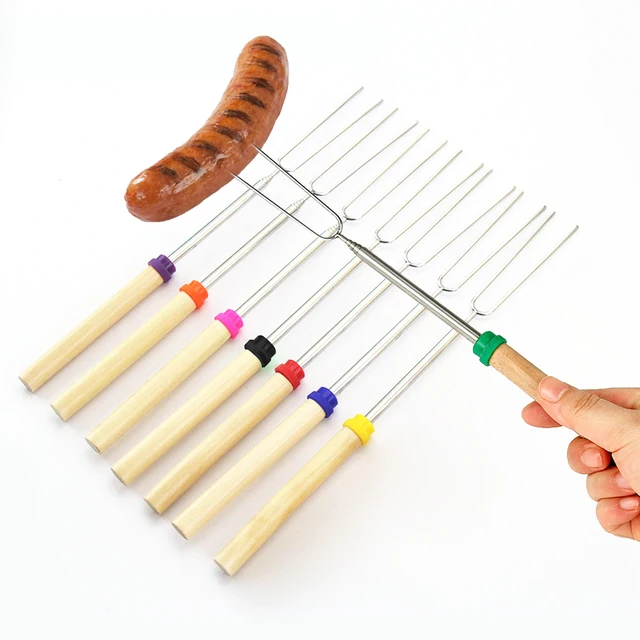 8Db/Set Rozsdamentes Acél Bbq Mályvacukrot Pörkölő Botok Kemping Edények Kibővítése