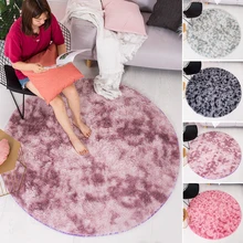 Мягкие пушистые коврики для йоги, гостиной, спальни, детской комнаты, Длинные лохматые крашеные круглые коврики для пола, домашние декоративные коврики D20