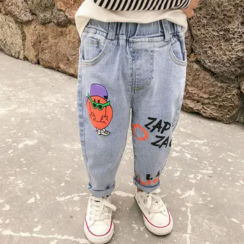 

2020 boys' pants autumn wear Korean jeans children's cartoon loose elastic comfortable autumn trousers 1-91 for promotion