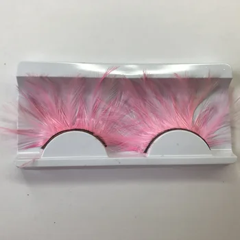 

Halloween Feather False Eyelashes Dramatic Long Exaggeration Pink Fake Eye Lashes for Christmas Show Cosplay Makeup Tools