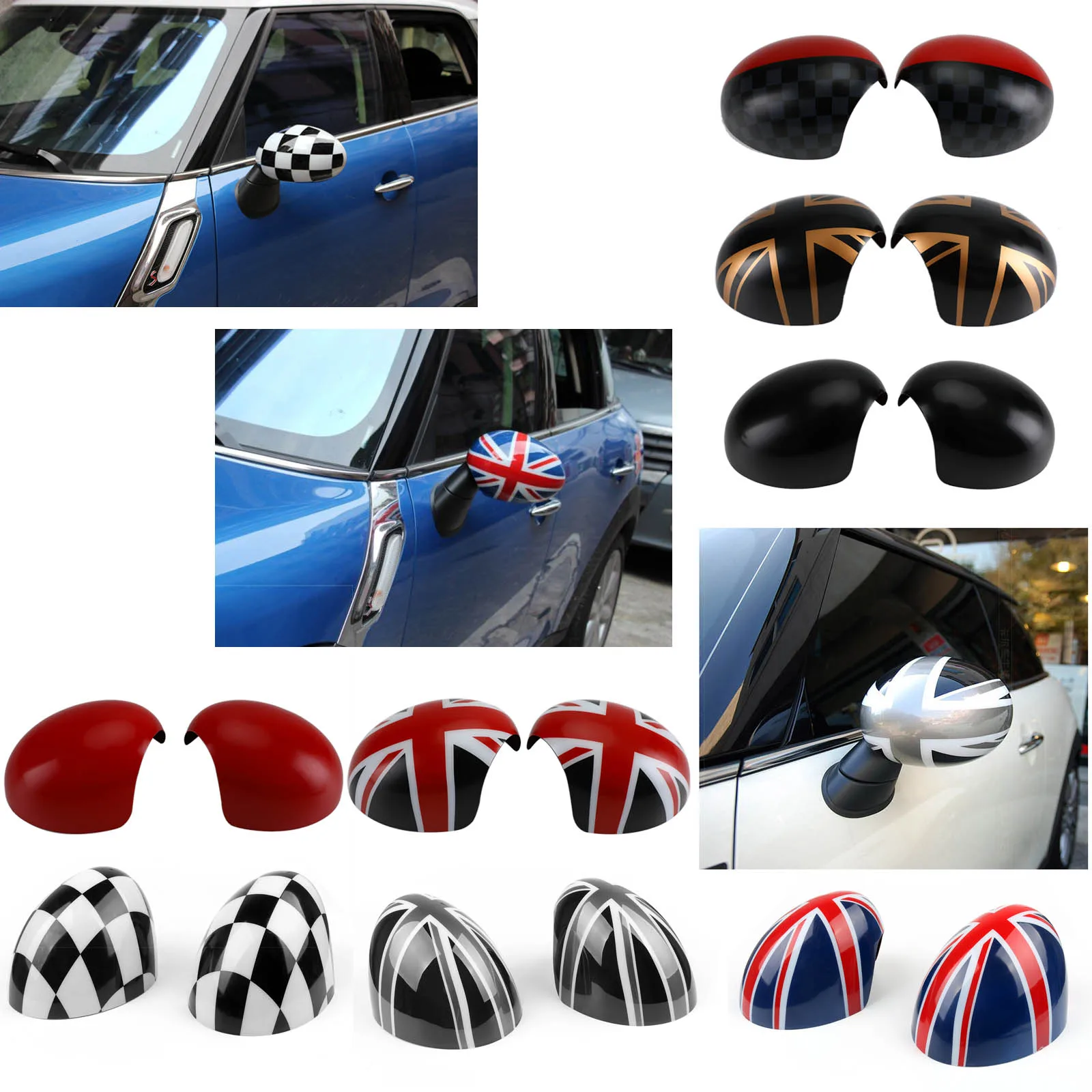 2pcs Door Rear View Mirror Covers Stickers Carstyling For Mini Cooper