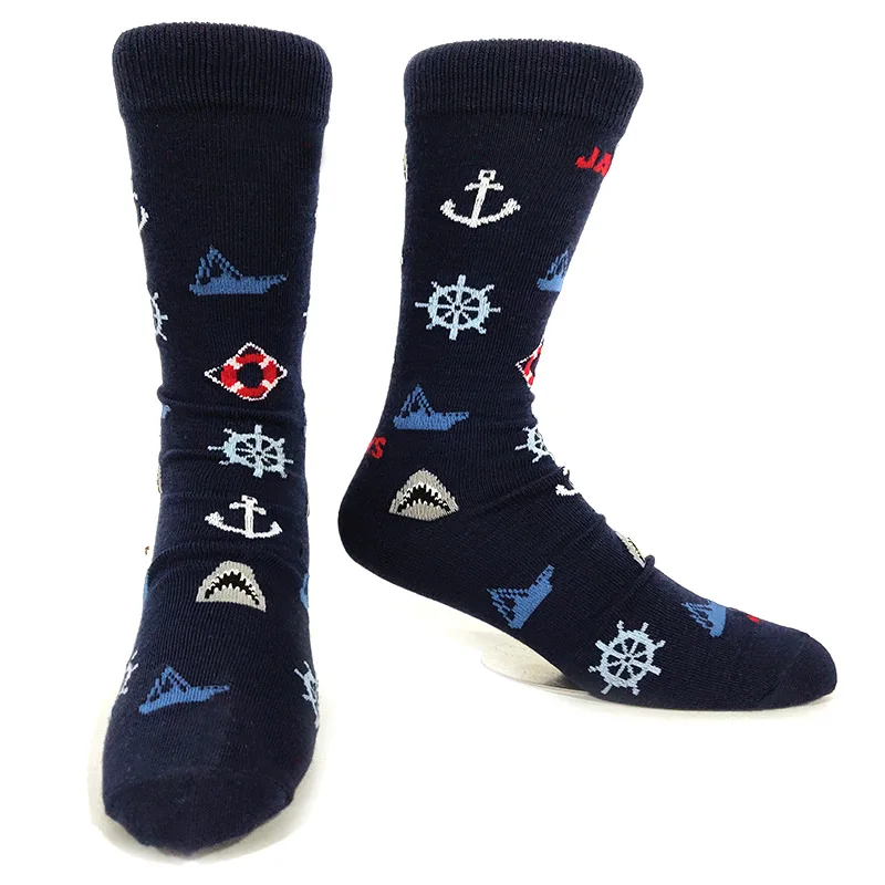 Men's Novelty Fun Graphic Cotton Socks - Unique Designs: Poker, Corgi, Frog, Burger, Piranha, Wolf, Avocado, Eagle