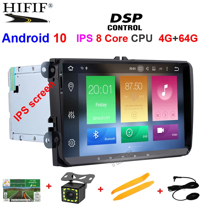 IPS DSP Android 10 мультимедийный плеер для VW PASSAT B6 B7 V7 Golf 5 6 Tiguan BORA Fabia быстрая сиденья Leon