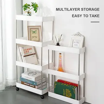 

3/4-Tier Rolling Cart Storage Shelf Trolley Rack Organizer for Bathroom Kitchen