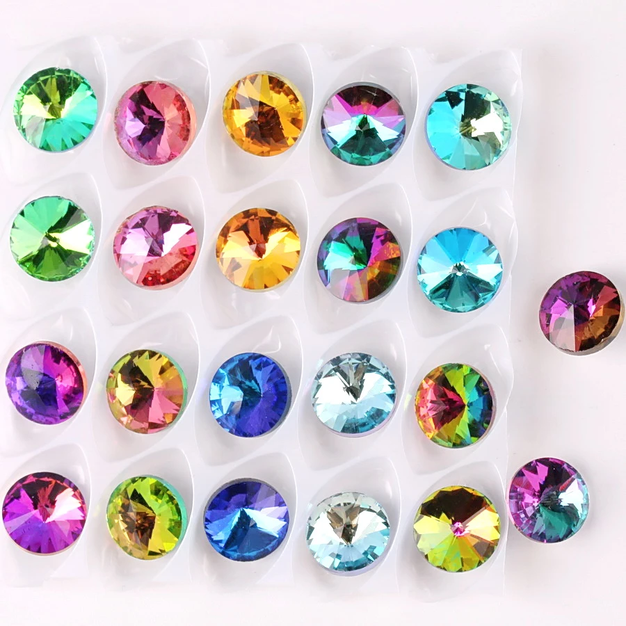 Glass Crystal Rivoli Round Shape 8mm 10mm Rainbow & Jelly Candy Ab ...