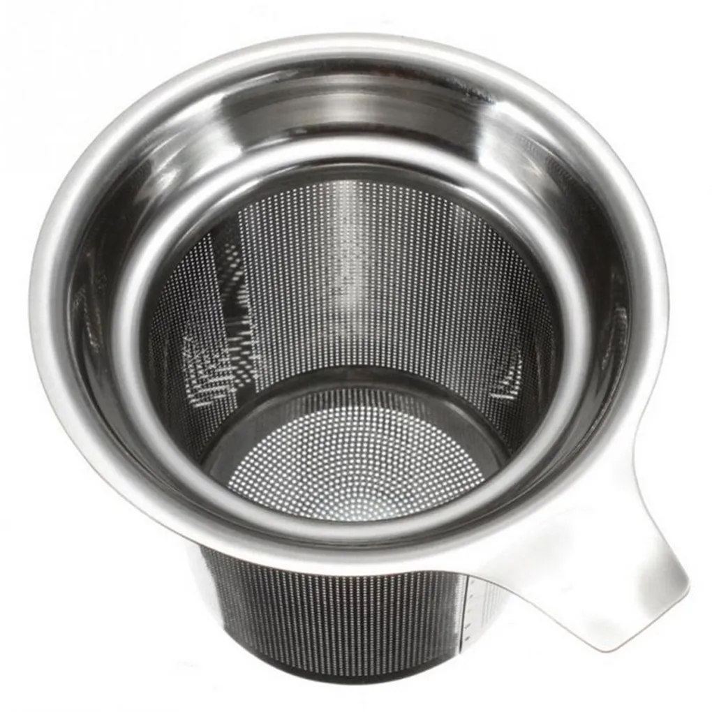 Colador de té separador de hojas de té, embudo de borde redondo, filtro de malla de alambre individual de acero inoxidable
