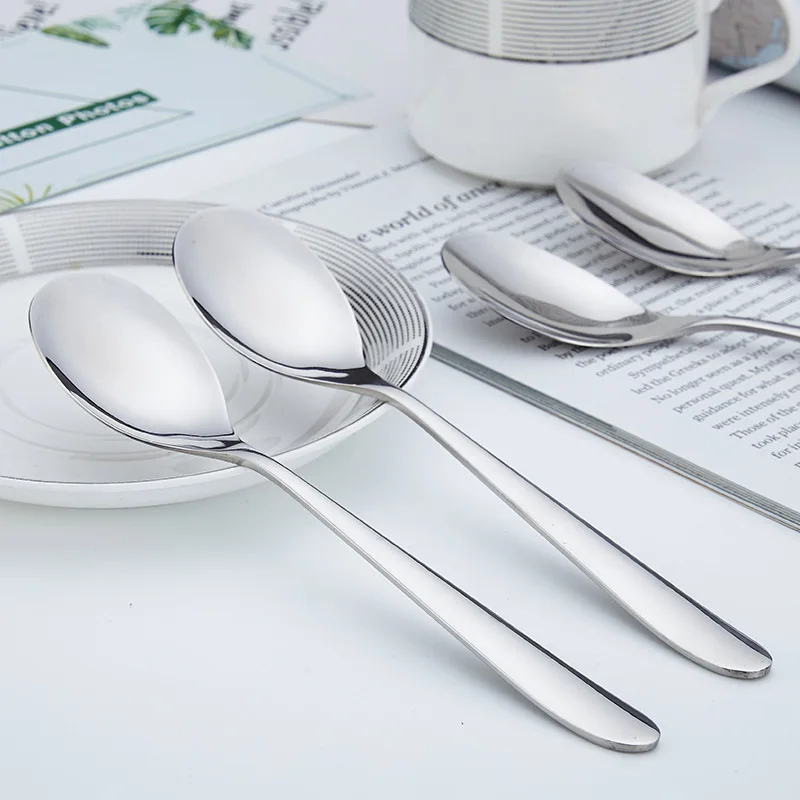 

5 Pcs/set 304 Stainless Steel Spoon Portable Tableware Student Rice Spoon Gift Metal Spoon