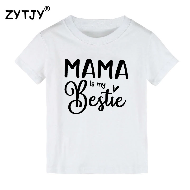 Детская футболка с принтом «Mama Is My Bestie» футболка для мальчиков и девочек, детская одежда для малышей Забавные футболки Tumblr, CZ-104 - Цвет: Белый
