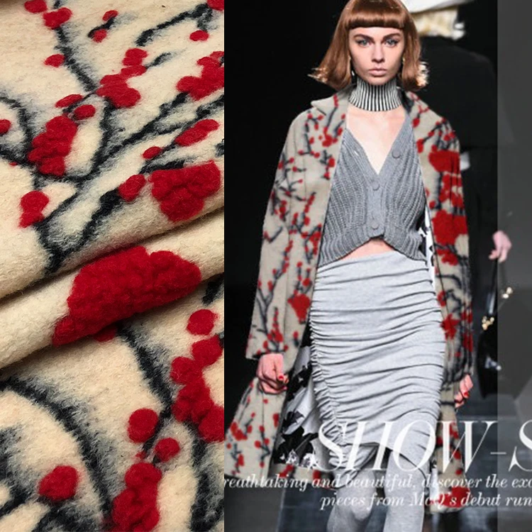 Шерстяная жаккардовая ткань Осень и Зима Толстая трехмерная жаккардовая шерсть кашемировое пальто одежда загруженная высококачественная ткань