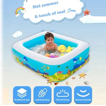 

Kids Inflatable Swimming Pool Summer Baby Children Water Fun Play Game Rectangle Cartoon Inflatable Bathtub piscina infantil