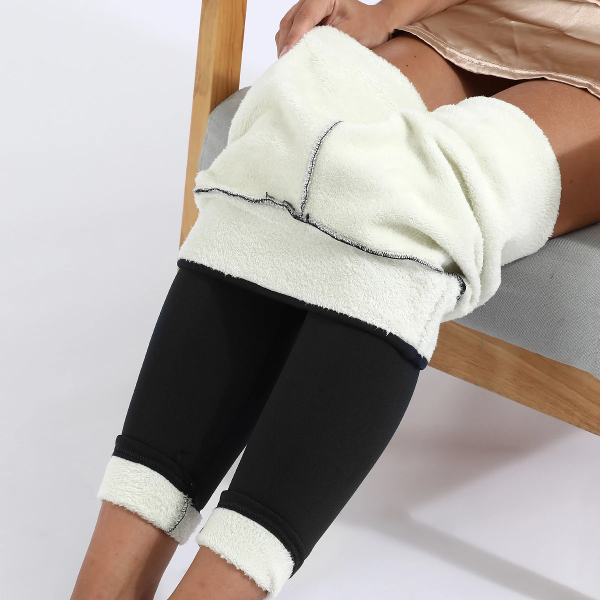 ATHVOTAR Winter Leggings Women Casual High Waist Thick Velvet Cashmere Cold Female Warm Thermal Wool Fleece Leggings Pants lululemon align leggings