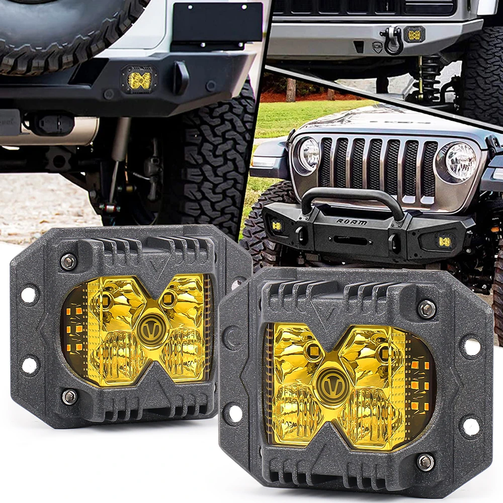 Bumper 40w Driving Lamps Amber Strobe Off Road Lights Flush Mount Led Work  Light For -jeep-wrangler Truck Tacoma Atv Utv - Signal Lamp - AliExpress