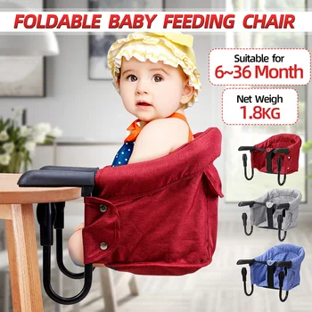 

Portable Baby Highchair Foldable Feeding Chair Seat Booster Safety Belt Dinning Hook-on Chair Harness Lunch Cushion