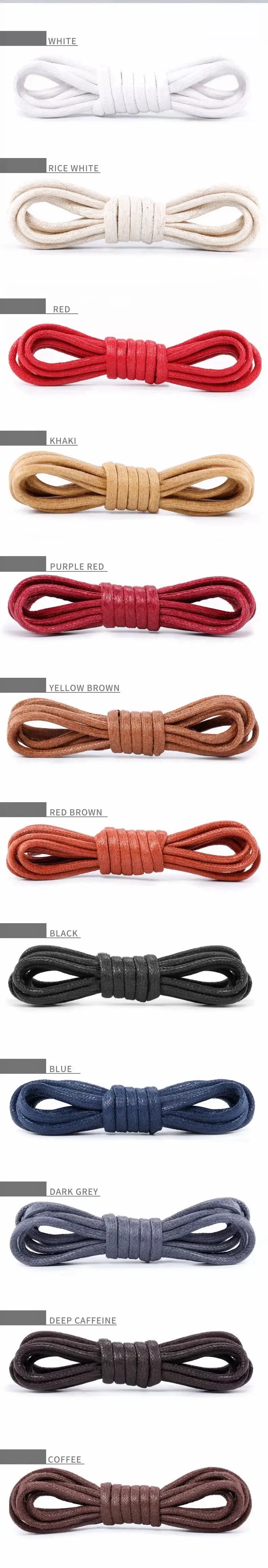 2pcs New Waxed Cotton Round Shoe laces Leather Shoes lace Waterproof Shoelaces Men Fashion Boots Shoelace Shoestring Accessories