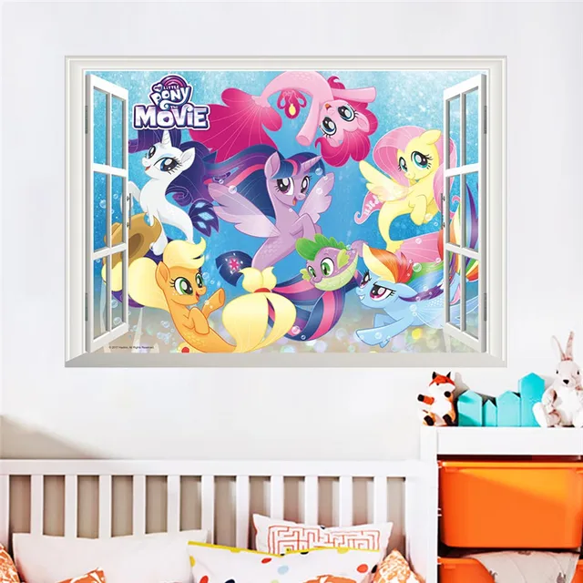 Us 2 79 30 Off Cartoon My Little Pony Wall Stickers For Kids Rooms Window Children Bedroom Wall Decals Room Decor Birthday Gift Decor On Aliexpress