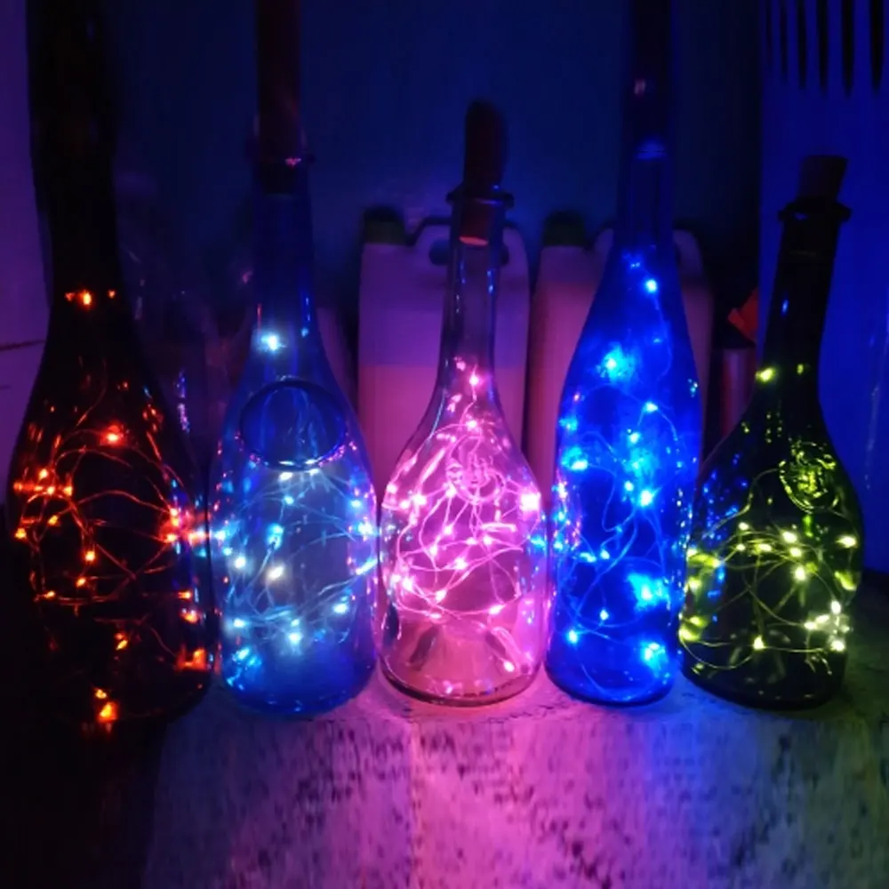 10LED 15LED 20LED Solar LED Cork Wine Bottle Stopper Copper Garland Wire Fairy String Light 1M/1.5M/2M Outdoor Party Decoration
