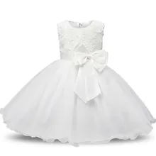 

2022 Infant Baby Girls Flower Dresses Christening Gowns Newborn Babies Baptism Clothes Princess tutu Birthday White Bow Dress