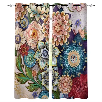 

Rose Flowers Totem Flower Plant Curtains Window Living Room Curtains High Blackout Curtain Thick