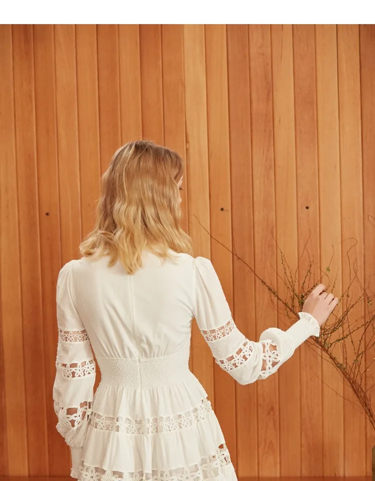 EASYSMALL, женское летнее платье, модное, сексуальное, высокого класса, Vestidos, вечерние, повседневные, кружевные, с высокой талией, с длинным рукавом, с v-образным вырезом, платья